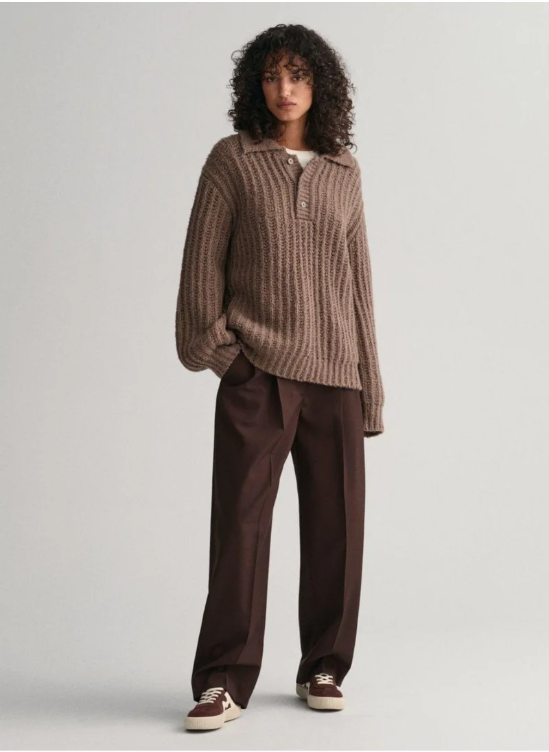 غانت Gant Ribbed Wool Polo Sweater
