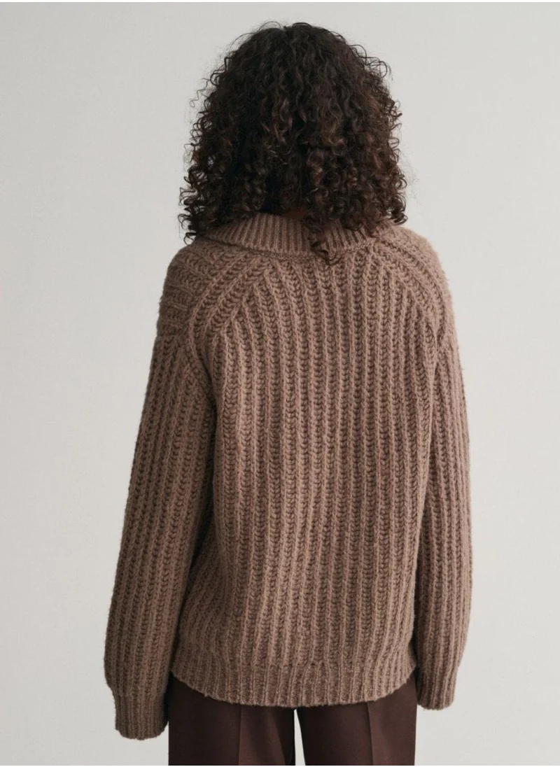 GANT Gant Ribbed Wool Polo Sweater