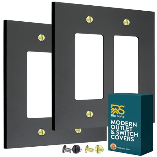 Rio Salto Matte Black Double Rocker Switch Plate Black Outlet Covers Decorator Paddle GFCI Light Switch Cover Plate Forge Collection Midsize 2Pack 500 X 500 - Image 1