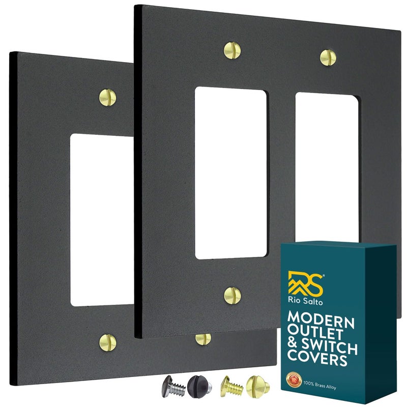 Rio Salto Matte Black Double Rocker Switch Plate Black Outlet Covers Decorator Paddle GFCI Light Switch Cover Plate Forge Collection Midsize 2Pack 500 X 500 - Image 2