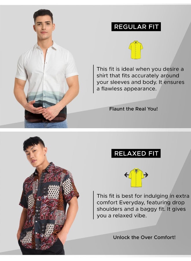Beyoung قميص هاوايي بأكمام نصفية بتصميم باتش وورك متعدد الألوان للرجال  - Image 5