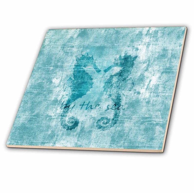3dRose Aqua Nautical Beach Sea Horses - Ceramic Tile, 12" (ct_213039_4) - Image 5