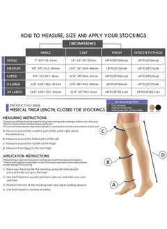 Truform 20-30 mmHg Compression Stockings for Men and Women, Thigh High Length, Dot Top, Closed Toe, Beige, Large  - Image 2