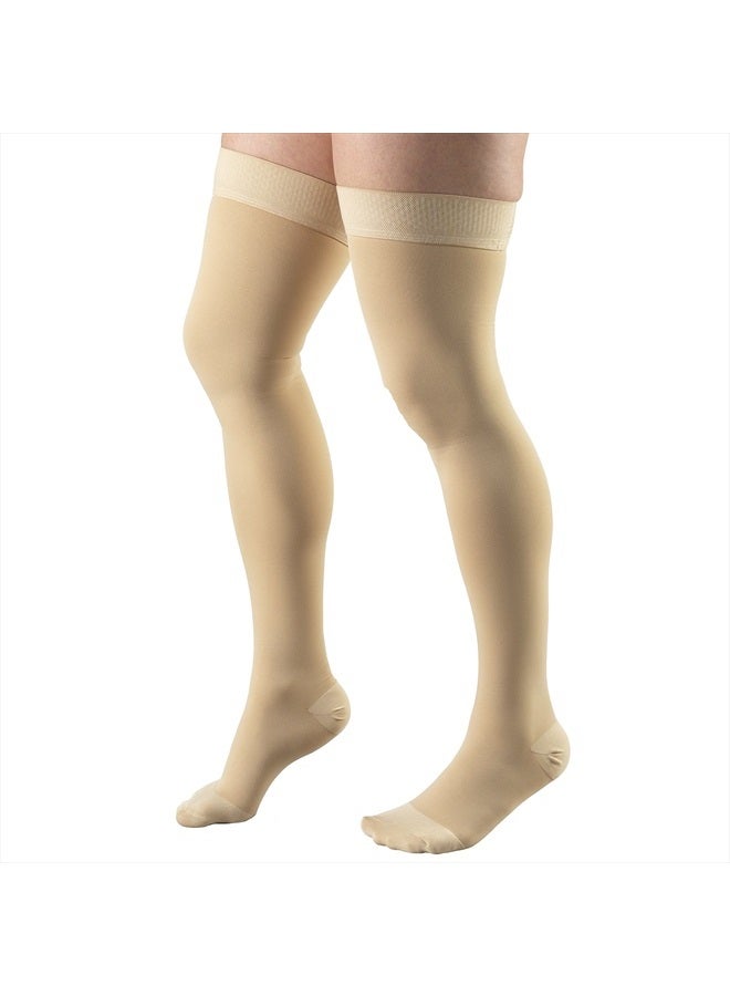 Truform 20-30 mmHg Compression Stockings for Men and Women, Thigh High Length, Dot Top, Closed Toe, Beige, Large  - Image 5