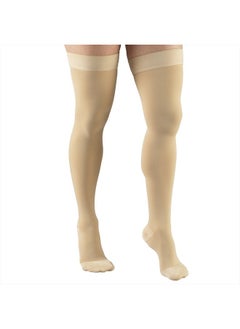 Truform 20-30 mmHg Compression Stockings for Men and Women, Thigh High Length, Dot Top, Closed Toe, Beige, Large  - Image 3