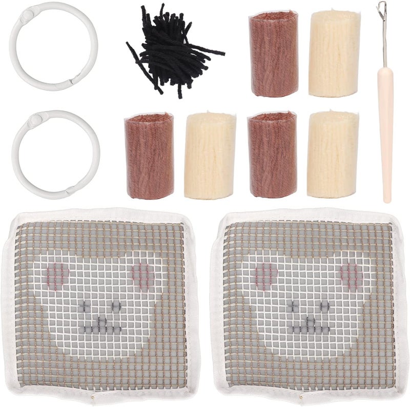 GLOGLOW Nan DIY Latch Hook Kit for Beginners, Polyester Bear Pattern Coaster Making Set for Beginners, Polyester Bear Pattern Coaster Making Set with Yarn and Crochet Hook for Home - Image 2