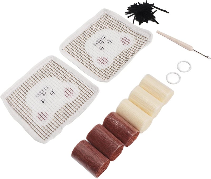 GLOGLOW Nan DIY Latch Hook Kit for Beginners, Polyester Bear Pattern Coaster Making Set for Beginners, Polyester Bear Pattern Coaster Making Set with Yarn and Crochet Hook for Home - Image 1
