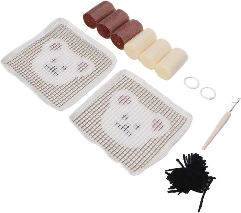 GLOGLOW Nan DIY Latch Hook Kit for Beginners, Polyester Bear Pattern Coaster Making Set for Beginners, Polyester Bear Pattern Coaster Making Set with Yarn and Crochet Hook for Home - Image 4
