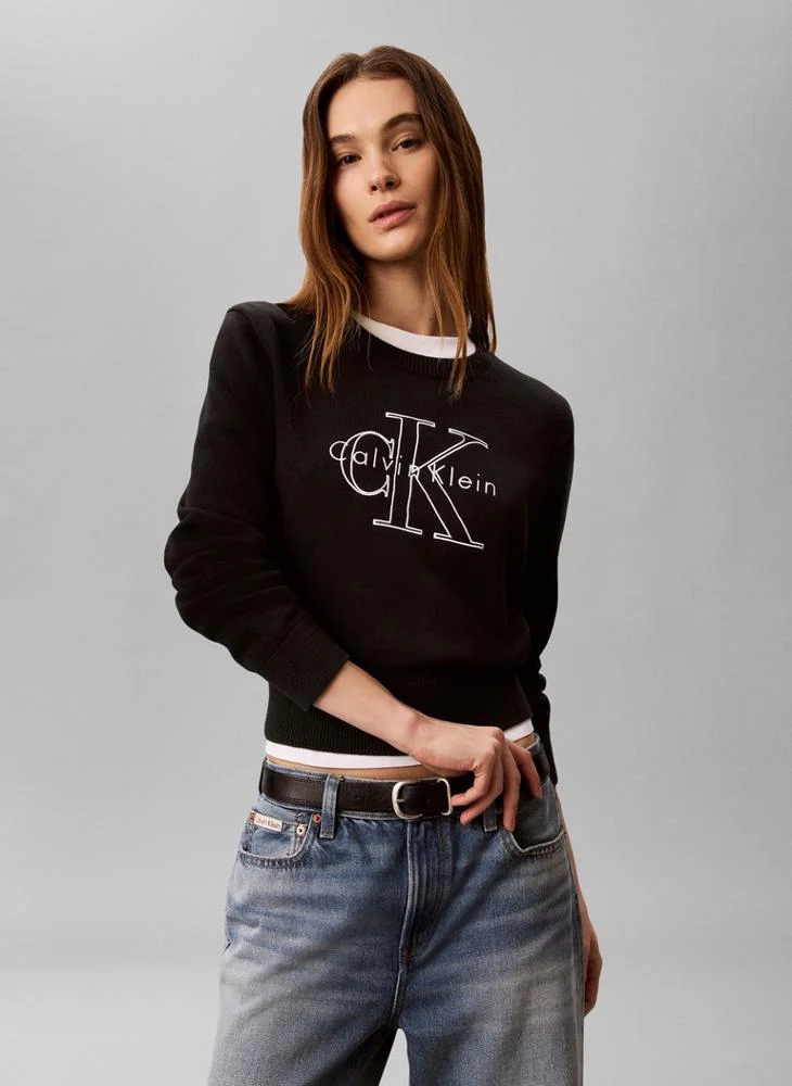 Calvin Klein Jeans Monologo Embroidery Cropped Jumper