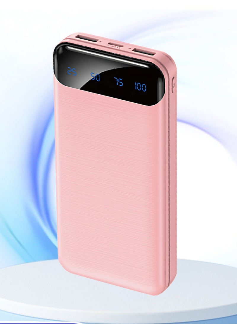 xinzhen X12 Power Bank High-Capacity 10000mAh LED Portable Charger for Samsung, Xiaomi Mi Mobile - External Battery, Fast Charging, Dual USB Output Pink  - Image 1