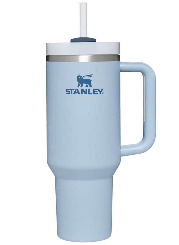 Stanley Vacuum Insulated Coffee Mug,Insulated Mug with Handle and Straw Lid,In-car Mug,Blue 40 Oz - Image 1