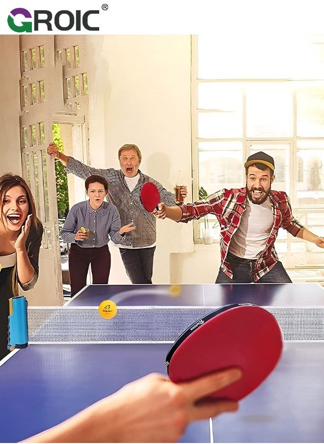 GROIC - Portable Ping Pong Net Stes with 3Pcs 3-Star Ball, All-in-One Retractable Table Tennis Up to 70" Wide, Can be clamped on Any Desktop Less Than 2" Thick, Premium Family Fun Game - Image 1