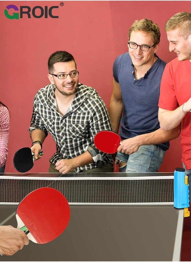 GROIC - Portable Ping Pong Net Stes with 3Pcs 3-Star Ball, All-in-One Retractable Table Tennis Up to 70" Wide, Can be clamped on Any Desktop Less Than 2" Thick, Premium Family Fun Game - Image 1
