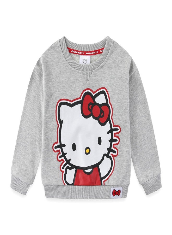 Hello Kitty Sanrio Girls French Terry Sweatshirt and Skort Skirt 2 Piece Set for Big Kids, Grey/Red, 5 - Image 3