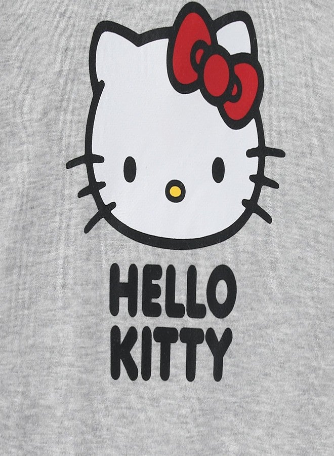 Hello Kitty Sanrio Girls French Terry Sweatshirt and Skort Skirt 2 Piece Set for Big Kids, Grey/Red, 5 - Image 5