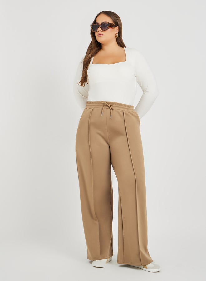 Styli Styli Plus Size Wide Leg Joggers with Drawstring  - Image 1