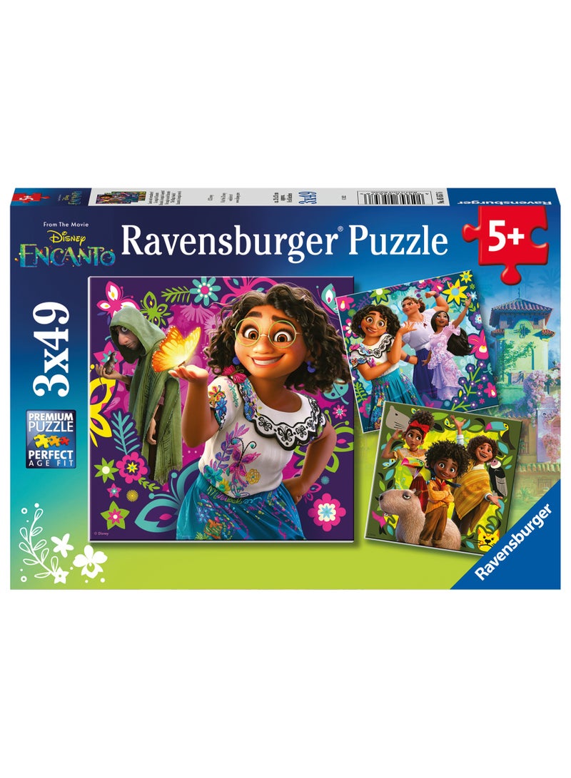Ravensburger ديزني "السحر في الانتظار!" مجموعة ألغاز 3×49 قطعة | ثلاثي ملون من إنكانتو مع ملصقات صغيرة، مطبوعات 21×21 سم، قطع متينة للأعمار 5 وما فوق | 05657-6 - Image 1