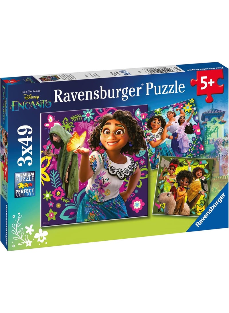 Ravensburger ديزني "السحر في الانتظار!" مجموعة ألغاز 3×49 قطعة | ثلاثي ملون من إنكانتو مع ملصقات صغيرة، مطبوعات 21×21 سم، قطع متينة للأعمار 5 وما فوق | 05657-6 - Image 5