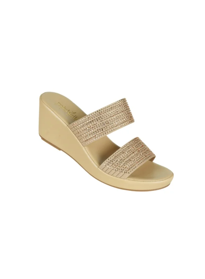 Michelle Morgan Gold 092-3006 Michelle Morgan Ladies Wedge Sandals4RC012 Gold for Women | Best Price UAE