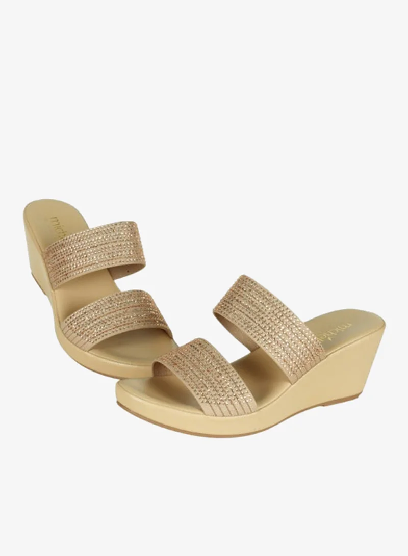 Michelle Morgan Gold 092-3006 Michelle Morgan Ladies Wedge Sandals4RC012 Gold for Women | Best Price UAE