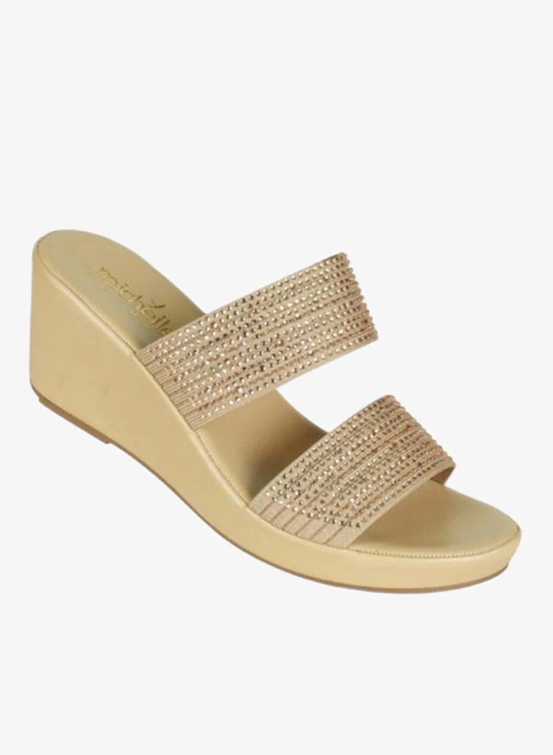 Michelle Morgan Gold 092-3006 Michelle Morgan Ladies Wedge Sandals4RC012 Gold for Women | Best Price UAE