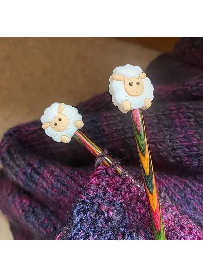 Fox Style Pair Lamb And Fox Stopper Head Straight Needle Cap Cute Sweater Needle Protector - Image 5