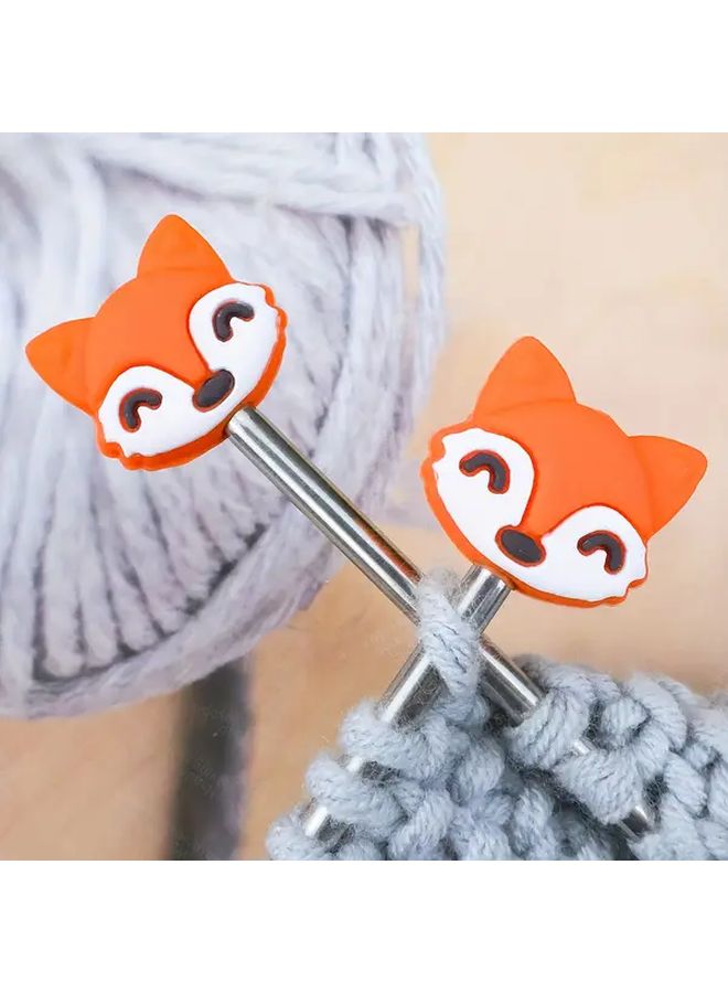 Fox Style Pair Lamb And Fox Stopper Head Straight Needle Cap Cute Sweater Needle Protector - Image 2