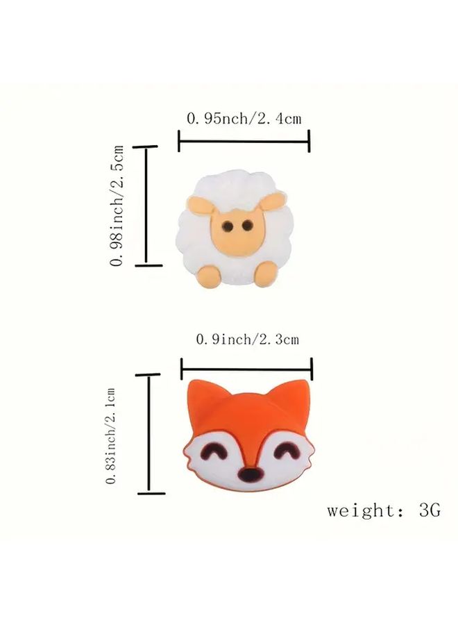 Fox Style Pair Lamb And Fox Stopper Head Straight Needle Cap Cute Sweater Needle Protector - Image 3