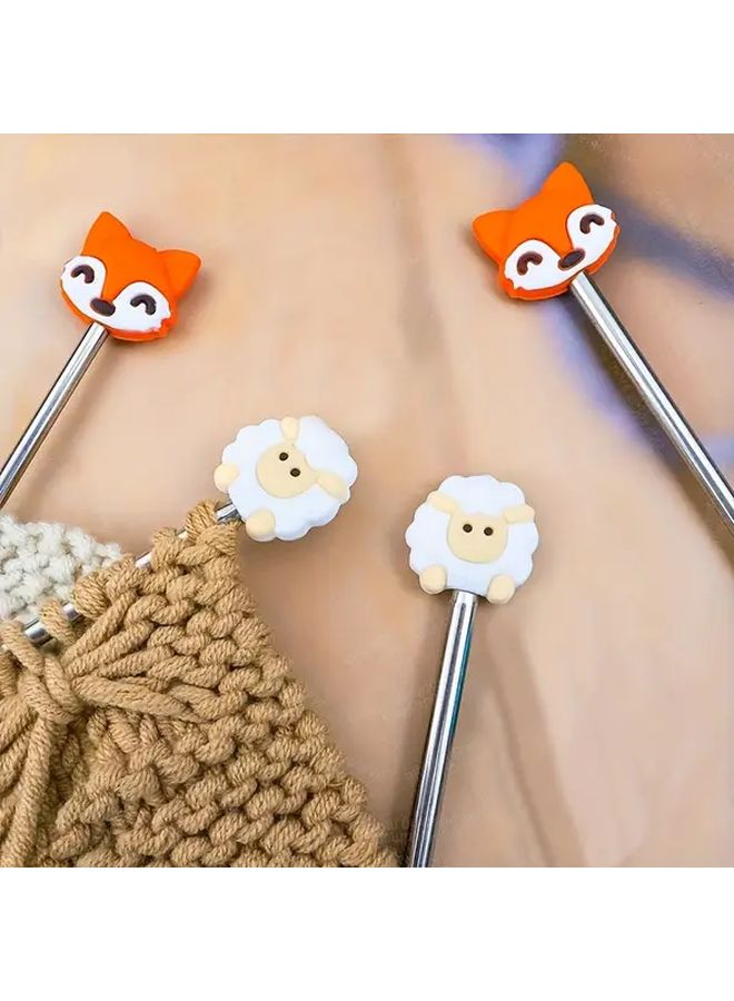 Fox Style Pair Lamb And Fox Stopper Head Straight Needle Cap Cute Sweater Needle Protector - Image 4