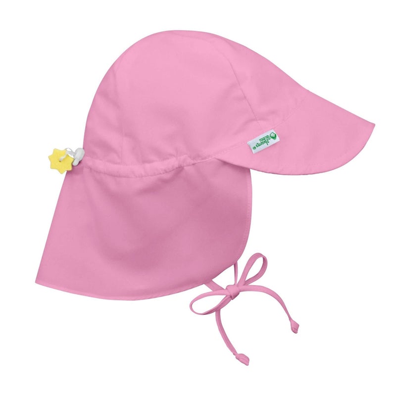 green sprouts i play. Baby Flap Sun Protection Swim Hat, Light Pink, 0-6 Months - Image 1