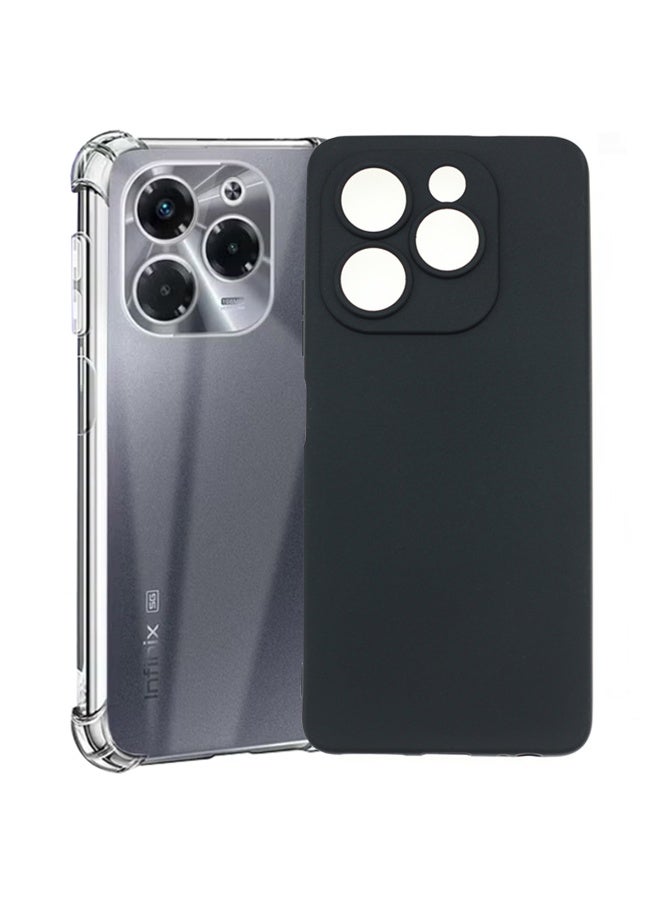 SanHu for Infinix Note 40X 5G 2-In-1 Thin Soft Case Cover, Anti Drop Protection, Anti Fingerprint, Durable, Easy To Clean And Install, Frosted Protective Case+Transparent Four Corner Anti Drop Protective Case - Image 1