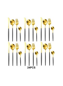 24-piece Western Style Flatware Set Black/Gold