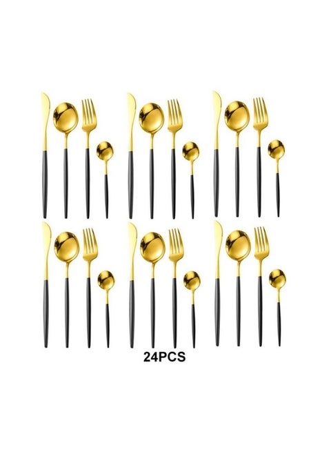 24-piece Western Style Flatware Set Black/Gold