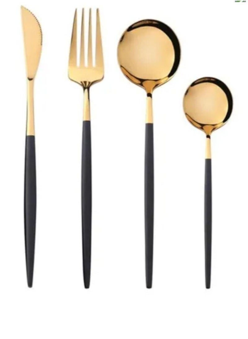 cosyinn - 24-piece Western Style Flatware Set Black/Gold - Image 1