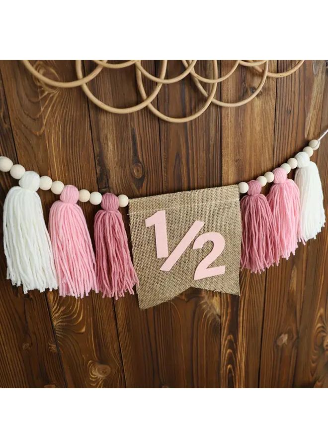 Pink 2 Piece Half Birthday Set Banner And Crown Hat Party Supplies - Image 4