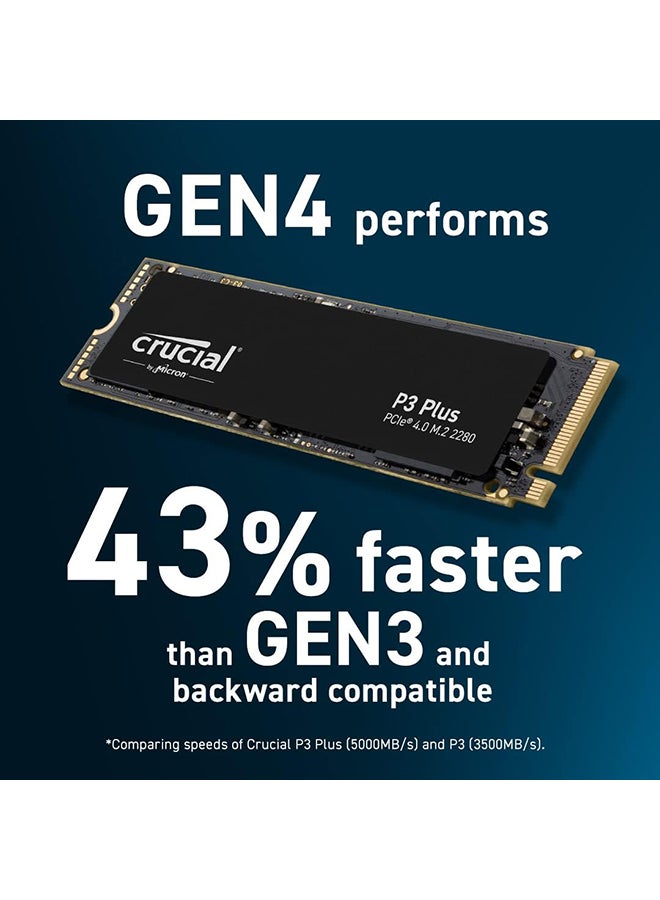 كروشيال 1 تيرابايت P3 بلس NVMe PCIe 4.0 M.2 SSD داخلي، سرعة قراءة متسلسلة تصل إلى 5000 ميجابايت/ثانية وسرعة كتابة متسلسلة تصل إلى 3600 ميجابايت/ثانية، ميكرون 3D NAND، 1.5 ساعة MTBF، دعم SMART و TRIM | CT1000P3PSSD8 - Image 5