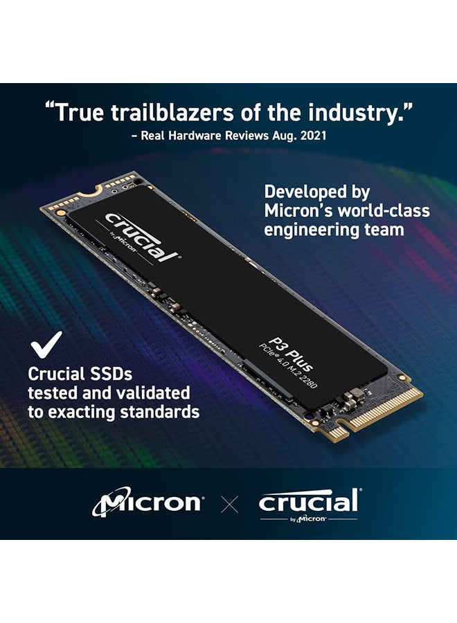 كروشيال 1 تيرابايت P3 بلس NVMe PCIe 4.0 M.2 SSD داخلي، سرعة قراءة متسلسلة تصل إلى 5000 ميجابايت/ثانية وسرعة كتابة متسلسلة تصل إلى 3600 ميجابايت/ثانية، ميكرون 3D NAND، 1.5 ساعة MTBF، دعم SMART و TRIM | CT1000P3PSSD8 - Image 4