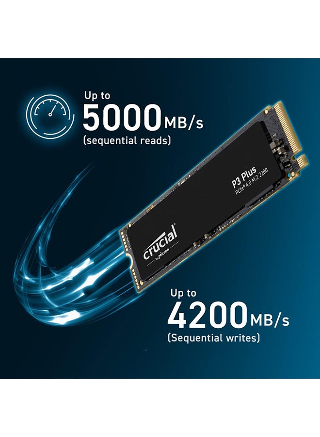 كروشيال 1 تيرابايت P3 بلس NVMe PCIe 4.0 M.2 SSD داخلي، سرعة قراءة متسلسلة تصل إلى 5000 ميجابايت/ثانية وسرعة كتابة متسلسلة تصل إلى 3600 ميجابايت/ثانية، ميكرون 3D NAND، 1.5 ساعة MTBF، دعم SMART و TRIM | CT1000P3PSSD8 - Image 3