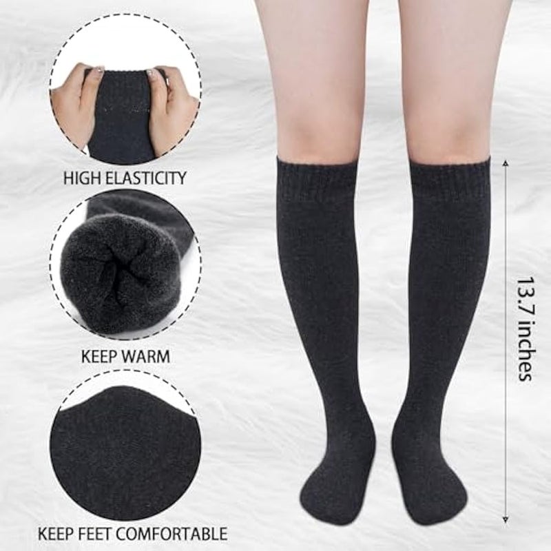 6 Pairs Warm Knee High Socks for Women Cotton Thick Stockings Thermal Socks Winter Warmers Accessories - Image 4
