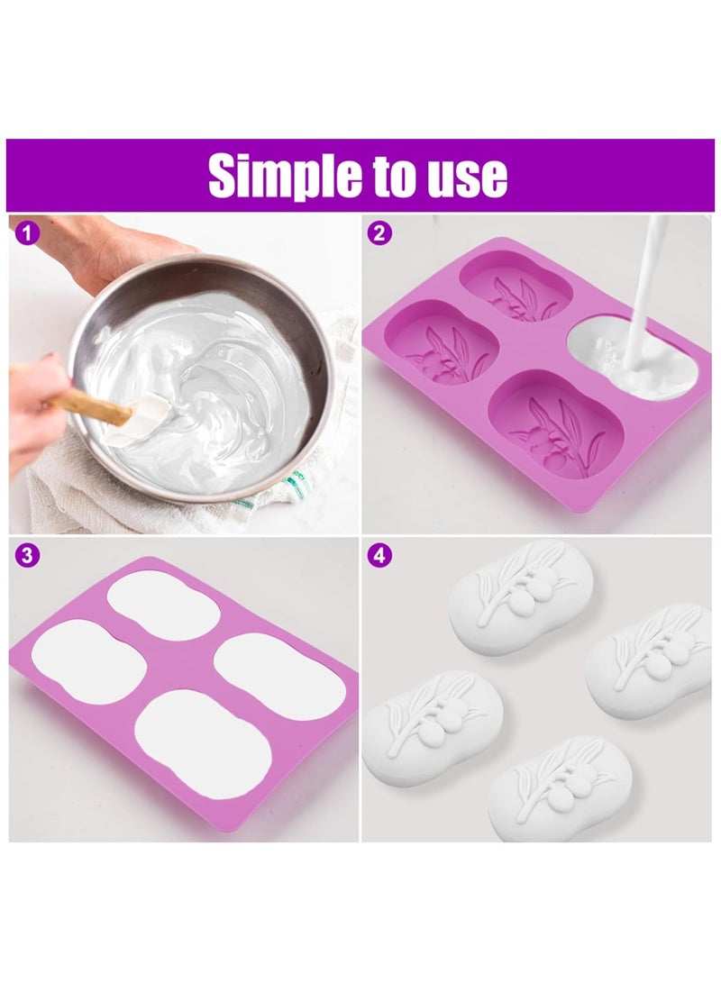 Set of 2 Silicone Soap Moulds, Handmade Soap Making Soap Moulds, 4Cavities Oval Olive Branch Silicone Mould - Image 5