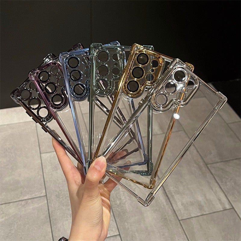 Electroplated TPU Soft Phone Case with Camera Lens Film, Four-Corner Airbag Shockproof Full Protection for Samsung Galaxy - Image 4