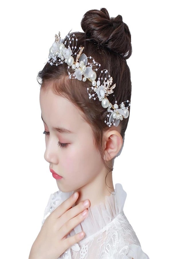 BSITFOW Crown for Girls, Tiara for Girls Kids 6+ Years Old, Pearl for Women Bridal, Stylish Flower Crowns for Girl, Gold Princess Tiara for Party Dress Up, Hair Accessories for Women Wedding - Image 4