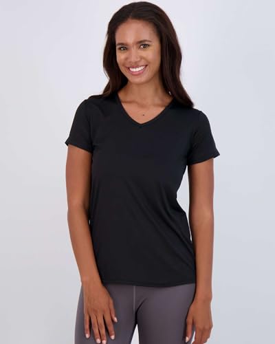 REALESSENTIALS Real Essentials 5 Pack: Women's Dry Fit Short Sleeve V Neck Workout Top - Fitness Pilates Gym Athletic Yoga T-Shirt (Plus Available), Set 6, S - Image 2