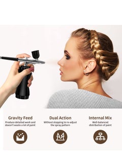 SYOSI Airbrush Kit with Compressor, Portable Cordless Air Brush Gun Set for Painting 30PSI Gravity Feed Dual Action Mini Handheld Airbrush w/ 0.3mm Tip for Model, Nail, Cake Decorating, Rechargeable  - Image 5
