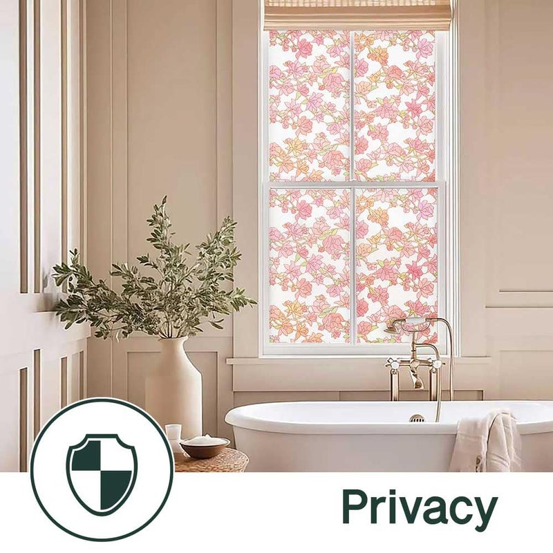 BEAUS TILE UNI Window Film Static Clings Non Adhesive 3D Stained Glass Window Decals UV Protection (Rose, 37.4 x 24.4 Inch) - Image 4