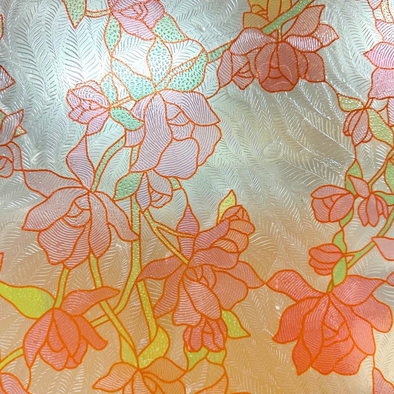 BEAUS TILE UNI Window Film Static Clings Non Adhesive 3D Stained Glass Window Decals UV Protection (Rose, 37.4 x 24.4 Inch) - Image 1