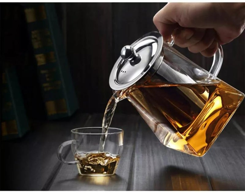 MENOVAS Tea Pot With Infuser 750MlGlass Tea Kettle For Gas StoveFlame Proof Glass Kettle For TeaFine Mesh Stainless Steel Infuser Tea Maker Glass Jug with LidGlass Teapot for Black Fruit Green Tea - Image 1