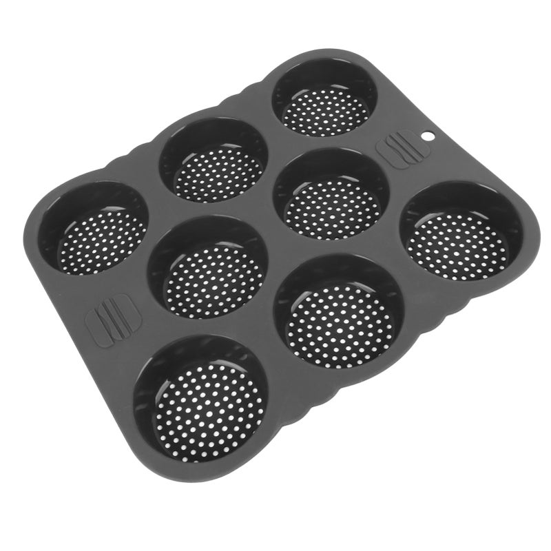 Hamburger Bun Mold 8 Cavity Food Grade Silicone - Even Heating Pinhole Design Non Stick Reusable Mold for Home Baking Beginners Outdoor Grilling - Image 3