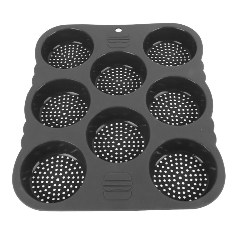 Hamburger Bun Mold 8 Cavity Food Grade Silicone - Even Heating Pinhole Design Non Stick Reusable Mold for Home Baking Beginners Outdoor Grilling - Image 4