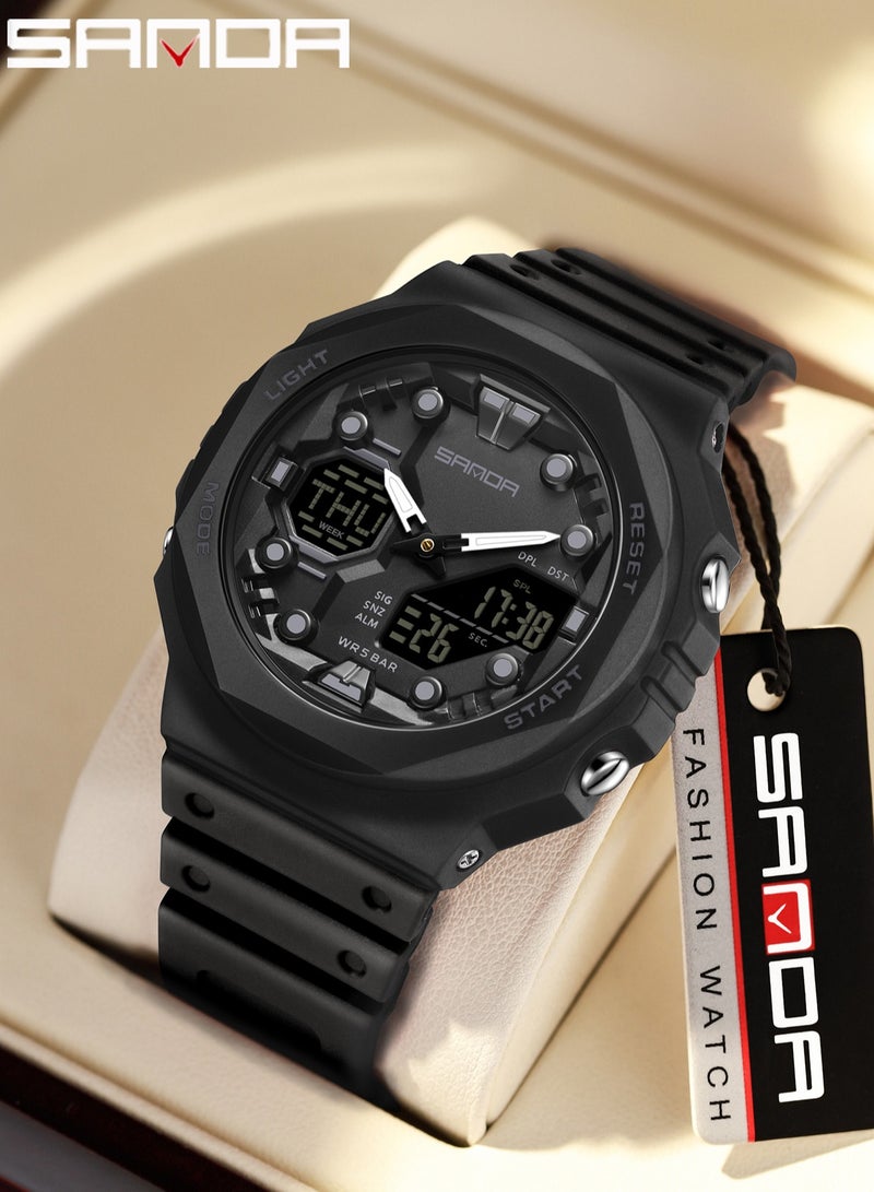 ساندا ساعة SANDA 6200 الإلكترونية العصرية متعددة الوظائف مع منبه ومقاومة للماء ساعات رائعة للطلاب والطالبات - Image 1